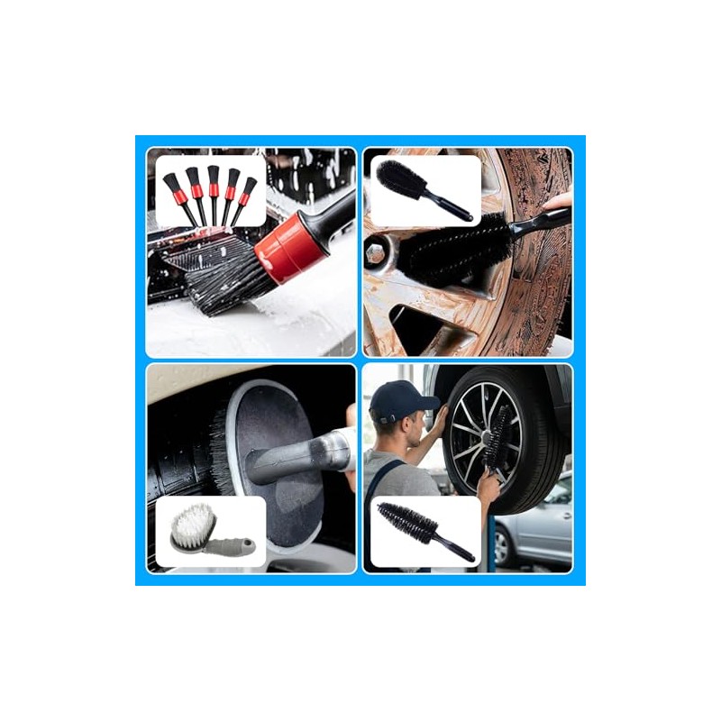 QICHEN 8PCS Cepillos de Llantas,Set de 8 Cepillos de Llantas,