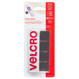 VELCRO Brand Mounting Squares | Pack of 20| 7/8 Inch Black | Adhesive Sticky Back Hook and Loop Fasteners for Home, Office or Crafting | Strong Secure Hold