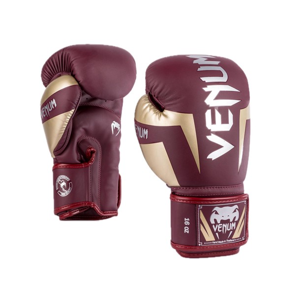 VENUM Boxing Gloves ELITE BOXING GLOVES (Burgundy x Gold) VENUM-1392-611 // Sparring Gloves Boxing Kickboxing Fitness (10oz)
