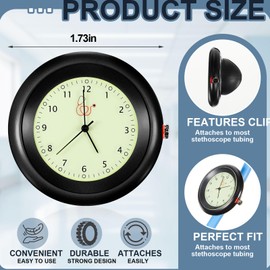 3 Pcs Glow in the Dark Stethoscope Watch Clip on Stethoscope Clock with Second Hand Pocket Watch with Medical Symbols Accessories Nurse Week Appreciation Gift for Doctor Clinic Staff