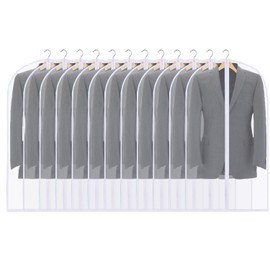 Garment Bags, 12 Pack 40inch Breathable Suit Bag Covers with Zip, PEVA Clothes Cover Bags Coat Garment Bags Waterproof Moth Proof Dress Cover Bags for Wardrobe Storage and Travel (12 pcs 60cm * 100cm)