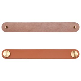 ZONADAH Set of 4 Leather Handles for Kitchen Bedroom Furniture, Hole Distance 160mm Cabinet Handle, Door Handle for Kitchen, Bathroom, Cabinets, Dresser Drawaers, Cupboards, Wood Show Case, Brown