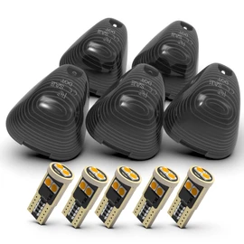 DOXMALL Smoked Cab Marker Light Lens With Amber Led Bulbs Compatible With Ford 1999-2016 F150 F250 F350 F450 F550 Super Duty Pickup Trucks