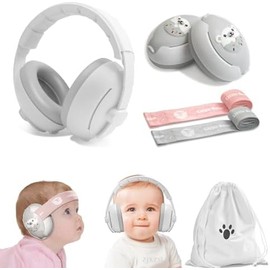 Baby Ear Muffs, 2-in-1 Baby Noise Canceling Headphone, Hearing Protection for Babies 0-48 Months, Adjustable Headband