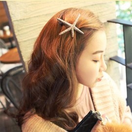 Andelaisi Starfish Hair Clips Hairpin Starfish Hair Barrettes Silver Beach Sea Star Hair Clip Barrette Retro Starfish Hair Headpiece Hair Accessories for Women and Girls Headdress