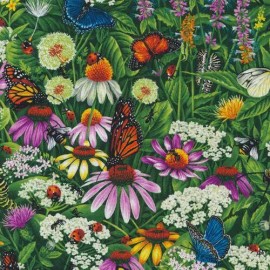 Paintbrush Studio Fabrics Frolicking Fields - Wildflowers & Butterflies - Paintbrush Studio Cotton Fabrics - Fat 1/4 (18"x22")