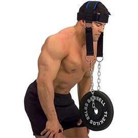 Neck Harness for Weight Training, Neck Trainer with Adjustable Heavy Duty Steel Chain and Strap, Increases Neck Core Strength and Supports Injury Recovery, Neck Exerciser for Home and Gym (Black, Adjustable)