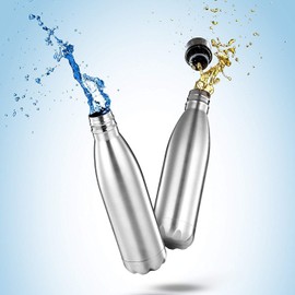 Gteller Double Wall 18/8 Stainless Steel Vacuum Cola Shape Bottle, Narrow Mouth Thermo Flask Keeping Warm and Cold 350ml 500ml 750ml 1000ml (1L)