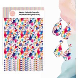 GOTO CLAY TOOLS Clay Transfer Paper, Colorful Splash Water Soluble Transfer Sheet for Polymer Clay, Bright Colors Even After Baking, No Cracking, 4 x 5.5 inches, 6 Pcs | TPUS-1900