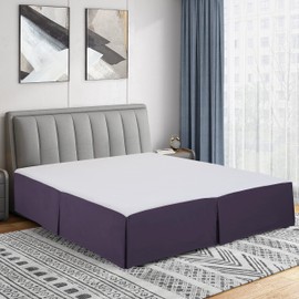 Cathay Home Double Brushed Microfiber Pleated Easy Fit Bed Skirt, Ultra Soft, Fade and Wrinkle Resistant - Eggplant, King