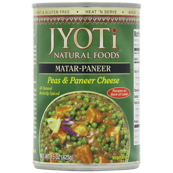 Jyoti Matar Paneer, 12 cans of 15 oz each, All Natural, Product of USA, Gluten Free, Vegetarian, BPA Free, Halal