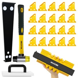 NAACOO Laminate Flooring Tools, LVP Installation Kit, Professional Vinyl Flooring Tools - Tapping Block with Handle, 10” Contour Gauge, Pull Bar, 2 in 1 Spacers, Double-Faced Mallet