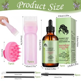 Rosemary Essential Oil, 60ml Rosemary Oil for Hair, Rosmarinöl Haare, Hair Essential Oil, Rosmarin öl für Kopfhaut und Haar, Kopfhaut Massagebürste for Hair, Wimpern, Augenbrauen