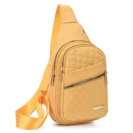 Solid Color Quilted Fanny Pack, Casual Large Capacity Zipper Chest Belt Bum Bag As Gift, Adjustable Strap, All-match Sling Bag for Daily Use & Gifts:_Yellow