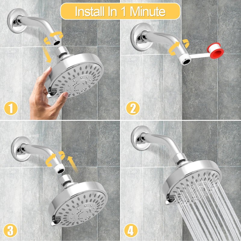 AISOSO Shower Head, 5 Modes High Pressure Shower Heads for