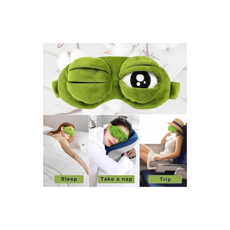3D Frog Sleep Mask, Funny Plush Frog Sleeping Eye Mask,