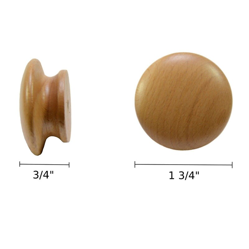 Prefinished 1 3/4" Hardwood Maple Knobs Threaded with 1 3/8"