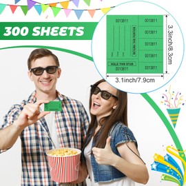 Kosiz 300 Sheets Raffle Tickets Sheets Hold This Stub Chinese Auction Basket Raffle Tickets for Silent Events Fundraiser(5 Bid,Green)