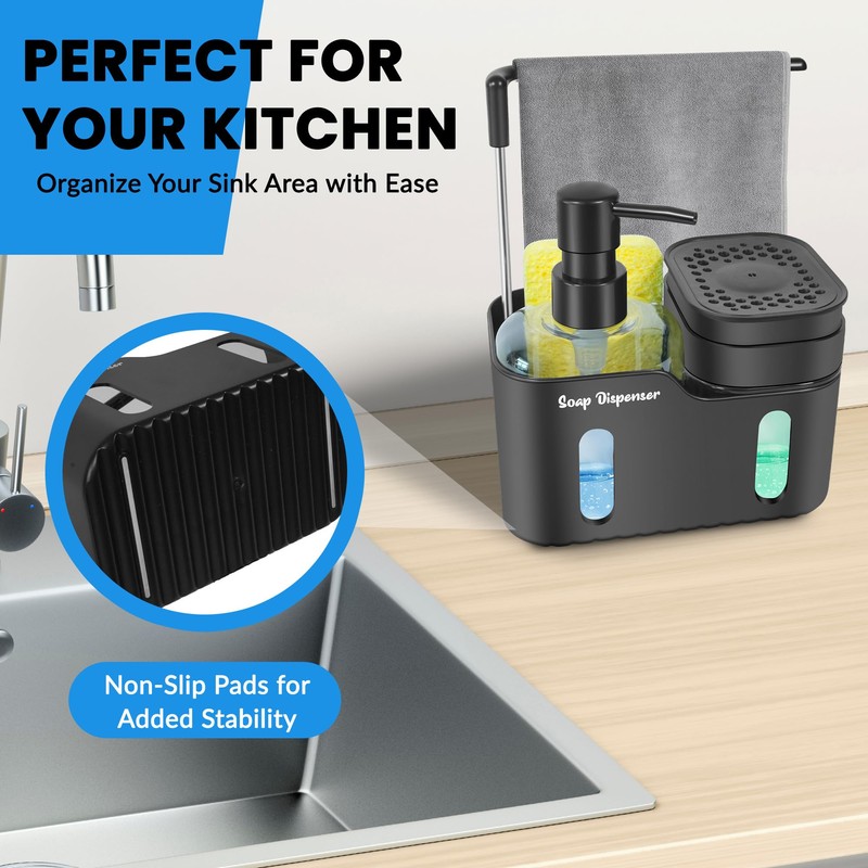 Hand Soap Doppelter Seifenspender für die Küche – 4-in-1 Spülorganizer