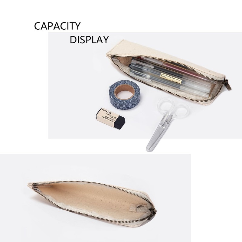 YONBEN Canvas Pencil Case Slim Pencil Pouch with Cotton Canvas