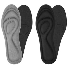 WLLHYF 2 Pairs of Memory Foam Insoles Shoe Insoles for Men and Women Replacement Shoe Insoles Comfortable Cushioning Shoe Insoles Shoe Pads Relieve Foot Pain (Black + Grey, 25 cm Women EU39)