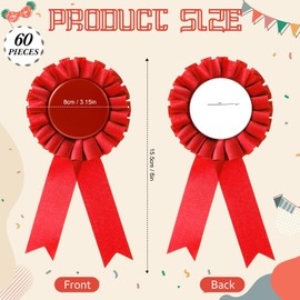 Hanaive 60 Pcs Award Ribbons, 1st, 2nd, 3rd Place Rosette Ribbon Winner Victory Prize Deluxe Recognition Badges for School Competition, Classroom Prizes, Sports Event(Red)