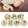 7 Pcs Wooden Baby Monthly Milestone Cards Set,Double-Sided Monthly Newborn