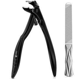 Toenail Clippers for Seniors, CLPPNA Upgraded Long Handle Angled Head Toenail Clippers for Thick Toenails and Fingernails, Wide Jaw Opening Toenail Clipper with Catcher for Men and Women - Black