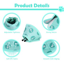 Kinwodon Green Cat Cone Collar Soft, Adjustable Cat Recovery Collar Protective Soft Cat Cone After Surgery and Injuries Prevent from Biting and Licking for Puppies Small Dogs and Cats (S)