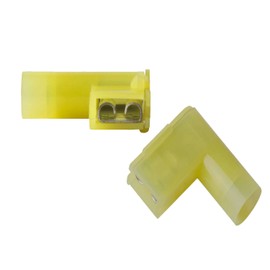 Sopepoyie 90 Degree12-10AWG Flag Shaped Right Angle Spade Connectors Terminals Nylon Insulated Quick Disconnects Wire Connectors,Yellow 100 Pcs