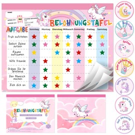 khlerox Children's Magnetic Reward Board, 26 Pages, 1680 Stars and 84 Motivational Stickers, Reward System, Children's Weekly Plan to Promote Responsibility and Good Habits (Unicorn)