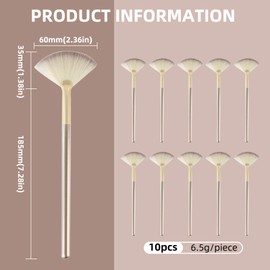 10-Pack Ultra Soft Fan Brushes for Facials - Professional Facial Applicator Makeup Brushes with Ergonomic Wooden Handle for Mask, Mud, Cream, and Makeup Blending - for Estheticians and Artists