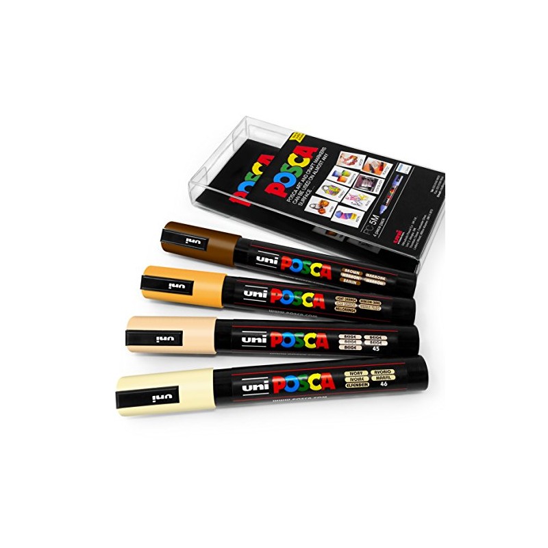 Uni POSCA 4-Piece 5M Marker Set in Plastic Case for