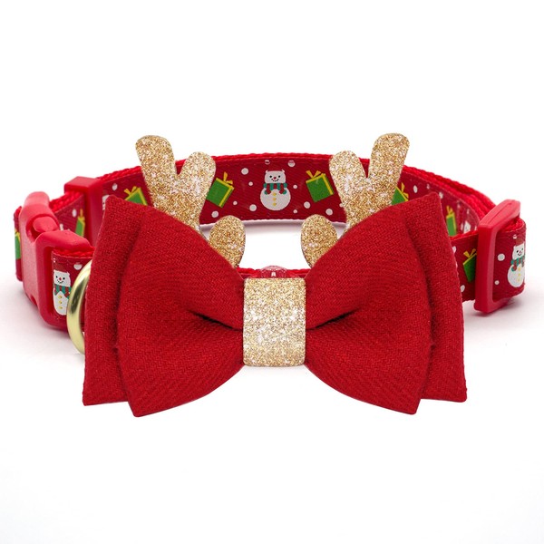 azuza Dog Collar with Adjustable Bow tie for Small Medium