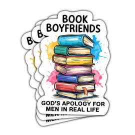 (3PCs) Book Boyfriends God's Apology for Men in Real Life Vinyl Sticker, Funny Book Stickers, Romance Book Stickers, Bookish Stickers - Stickers for Laptop Kindle Water Bottle Phone Car Helmet 3"