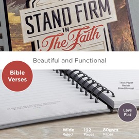Christian Art Gifts Gray Journal w/Scripture Stand Firm Large Bible Verse Notebook, 192 Ruled Pages, 1 Cor. 16:13 Bible Verse