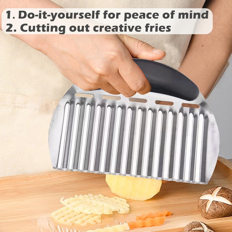 JAYVAR Large Crinkle Cutter French Fry Cutter, Large Crinkle Potato
