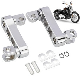 SMOTRCC Highway Footpegs Adjustable Passenger Foot Pegs 2 1/4" Extension Brackets FootPeg Conpatible for Harley Dyna Sportster Softail Touring with Support Foot Pegs (Chrome)