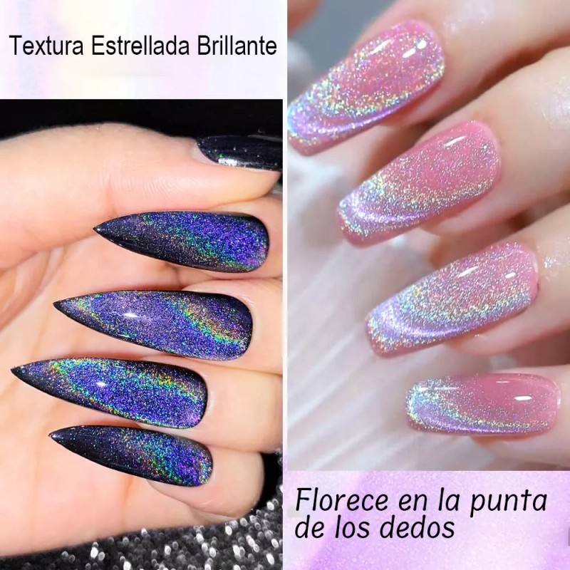 Shinetour Láser Arcoíris Esmaltes Uñas Gel Uñas Efecto Ojo Gato