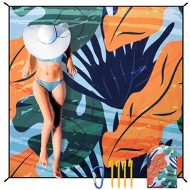 HIHOHO - Manta de playa impermeable a prueba de arena, extragrande, 79 x 83 pulgadas, 120 x 108 pulgadas, para 1-8 adultos, de secado rápido, duradera, para picnic, playa, viajes, camping, senderismo