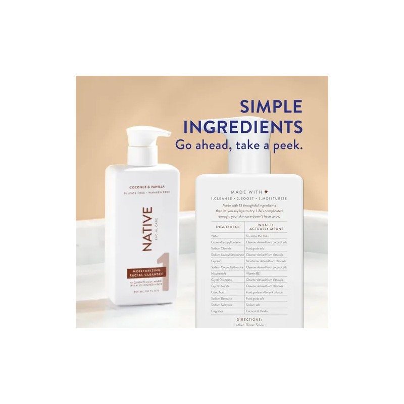 Native Jabón Limpiador Facial Hidratante Unisex Natural Vega Tipo De