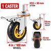 4 Inch Rubber Swivel Caster with Brake, M12 x 30