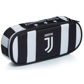 Juventus Oval Bag Best Match Black and White with Elastics Pencil Holder School Pen Holder