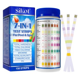 Test Strips for Hot Tub, 150 Pcs Swimming Pool and Spa Test Strips for PH,Total Alkalinity,Total Chlorine,Free Chlorine and Bromine, Cyanuric Acid,Accurate 7 in 1 Pool Water Testing Kit