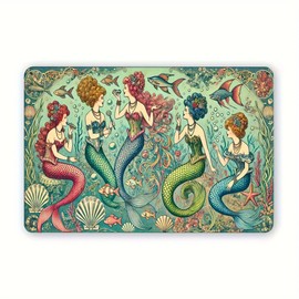 Vintage Mermaid Metal Tin Sign - 12X8" | Rust-Proof & Waterproof Wall Art For Home, Office, Bar, Cafe, Library & Garage Decor