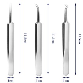 Precision Tweezers, Acne Holder, Angle Bolt, Stainless Steel Tweezers, Ultra Fine Tweezers, Beauty Tools, Tweezers, Remove Blackheads, Pore Care, Stainless Steel, Sharp, Portable, Storage Box, 3 Piece Set