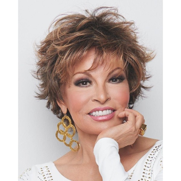 Voltage Large Cap Wig Color SS14/25 SHADED HONEY GINGER - Raquel Welch Wigs Short Textured Layers Wispy Bangs Synthetic Women's Memory Capless Flared Neckline
