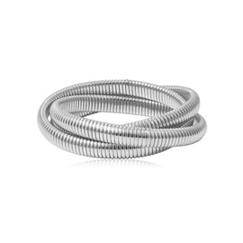 JczR.Y Boho Snake Chain Interlocking Omega Serpent Bracelet Snake Stretch Bracelet Triple Wrap Bracelets for Women Gold Wrap Bracelets Stretchy Punk Jewelry Gifts(silver/three rings)