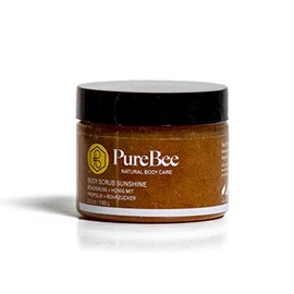 Coconut Body Scrub with Beeswax, Propolis & Honey | "Hi, I'm Sunshine!" | 2-in-1 Body Scrub: Cleansing + Body Lotion | Handmade in Baden-Württemberg | PureBee (Coconut, 100 g Jar)