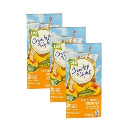 Crystal Light Peach Mango Green Tea Drink Mix 2.2 oz 5 Pitcher Packets Each 3pk